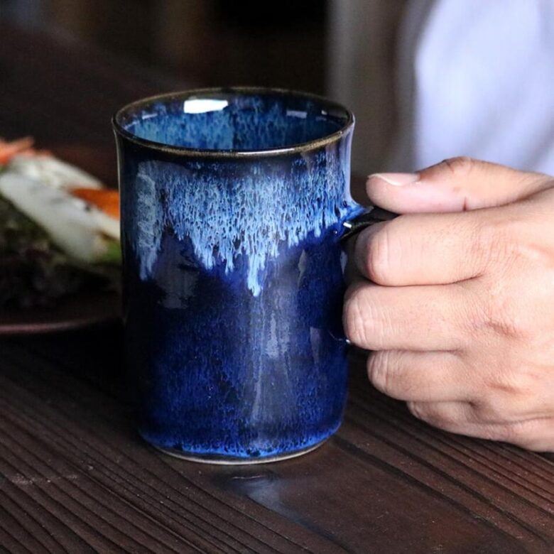 7.秀山窯 藍釉 マグカップ