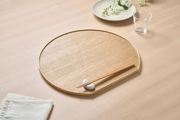 タモ薄型両面盆 半月(クリアー/こげ茶) image