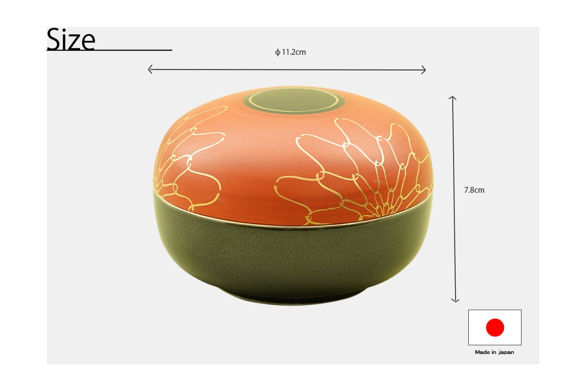 藤正錦朱塗り金彩網丸蓋物 << KOHNOオンラインショップ