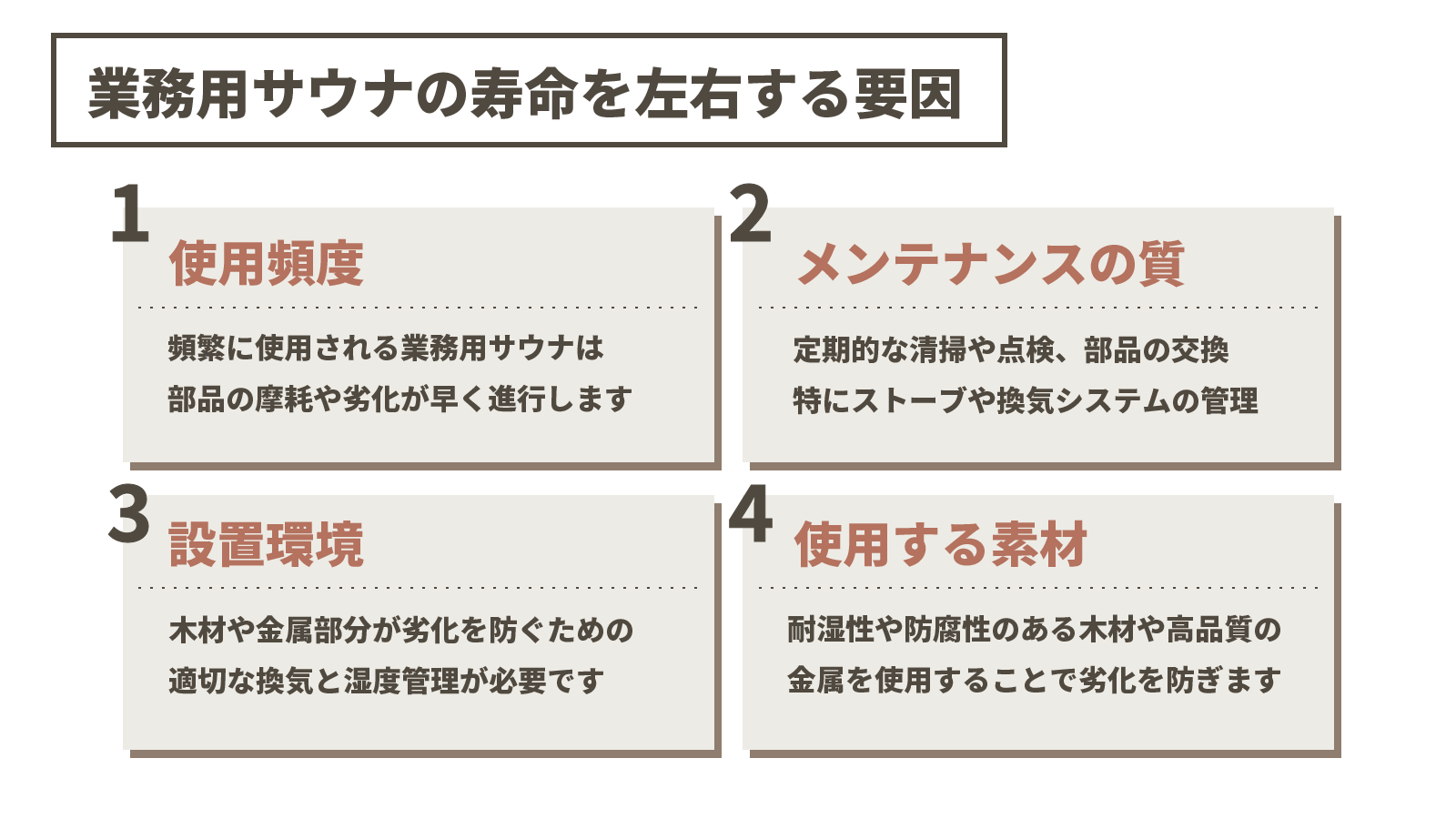 業務用サウナの寿命を左右する要因